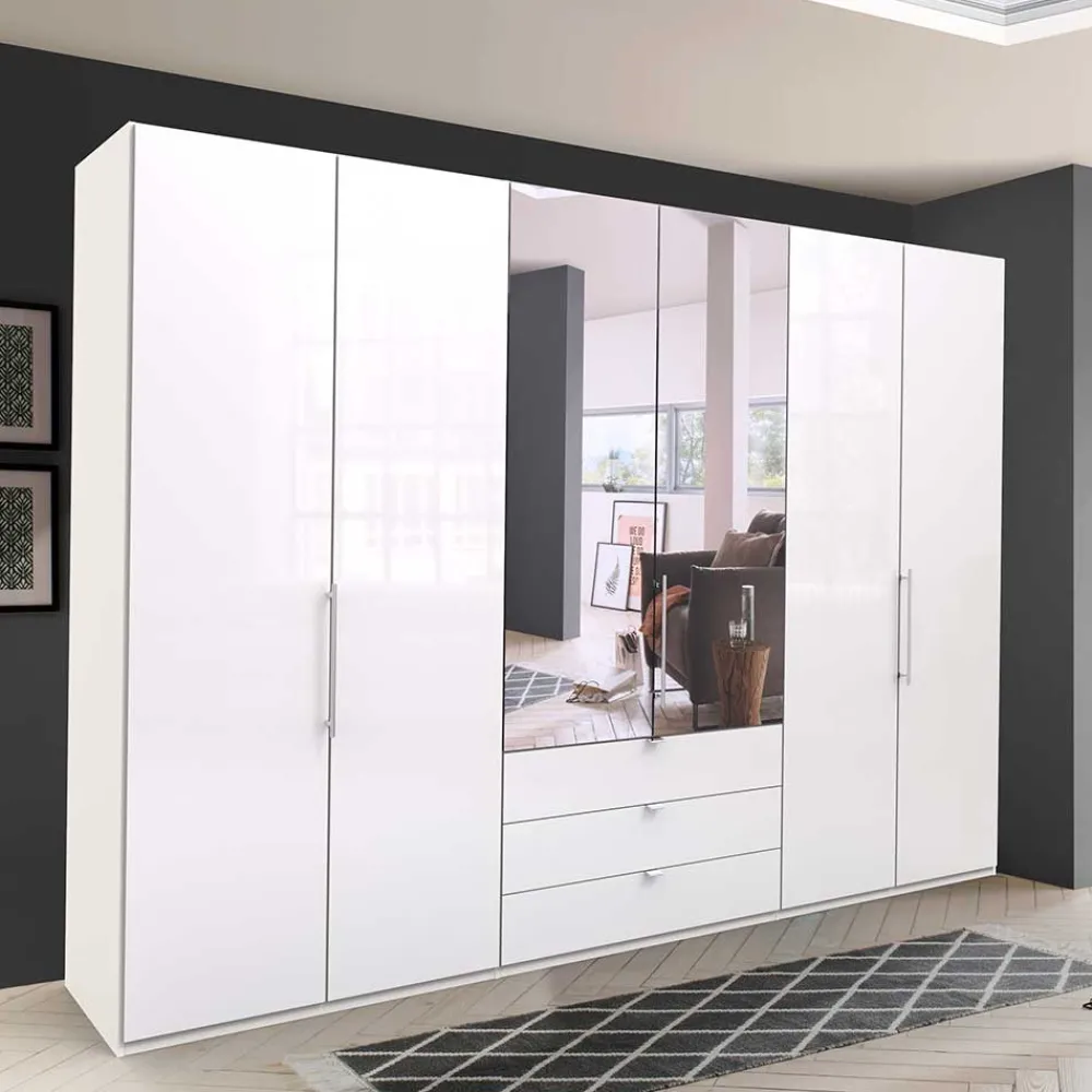 Wohnen Kleiderschränke<Stylischer Schlafzimmer Schrank in Weiß Glas glänzend - Dolienca
