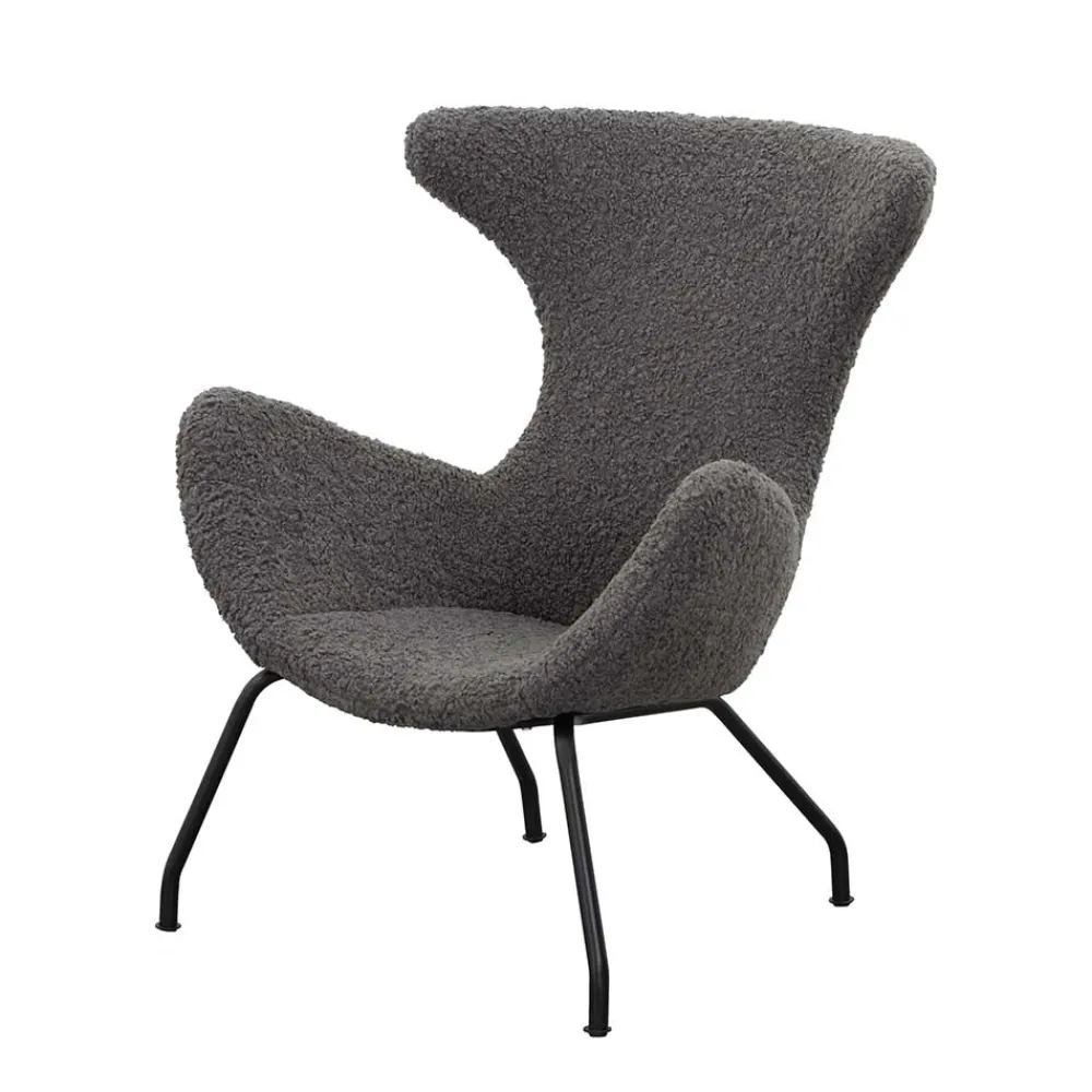 Wohnen Sessel<Stylischer Sessel mit grauem Plüsch bezogen - Simple