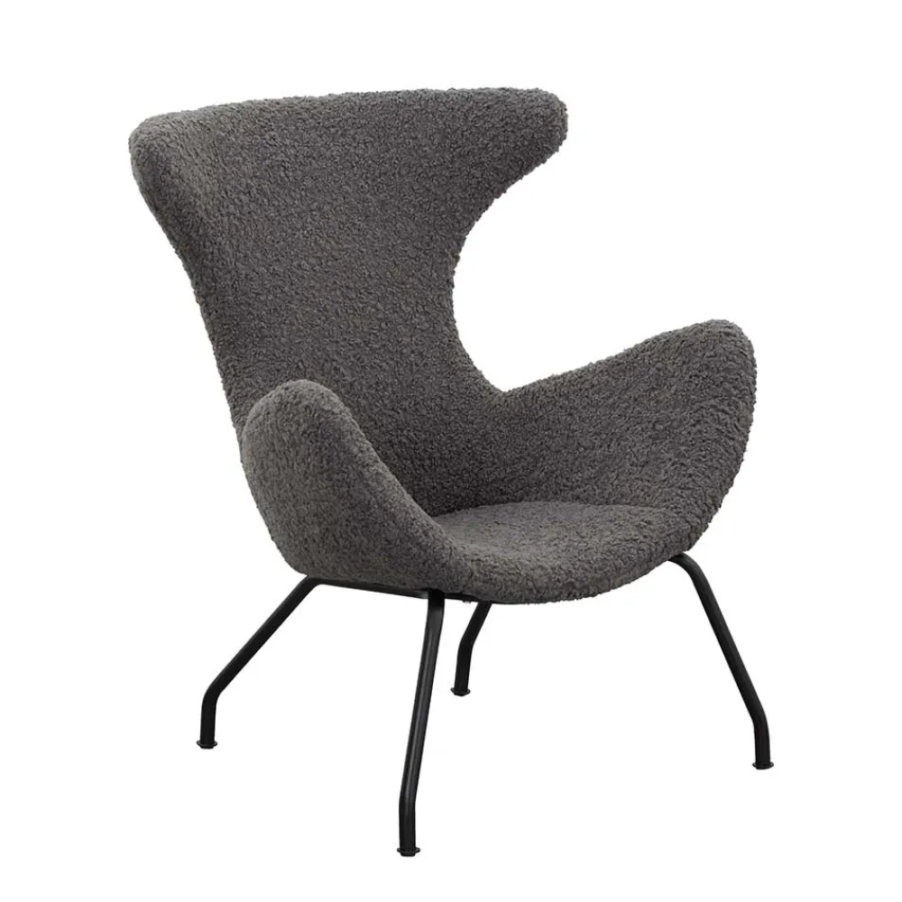 Wohnen Sessel<Stylischer Sessel mit grauem Plüsch bezogen - Simple