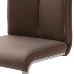 Wohnen Sessel<Swingstuhl in Braun Kunstleder Lemgo mit Edelstahlgestell (4er Set)