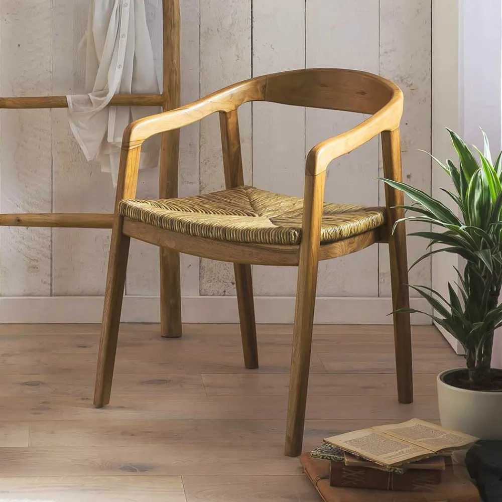 Wohnen Stühle<Teak Holzstuhl mit Armlehnen - Donabello
