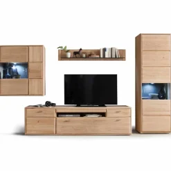 Wohnen Wohnwände<Teilmassive TV Anbauwand in Eiche - Vernella (vierteilig)