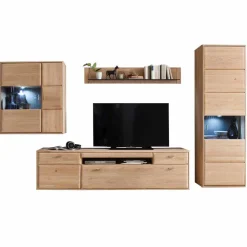 Wohnen Wohnwände<Teilmassive TV Anbauwand in Eiche - Vernella (vierteilig)