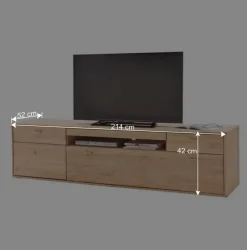 Wohnen Wohnwände<Teilmassive TV Anbauwand in Eiche - Vernella (vierteilig)