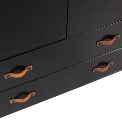 Wohnen Kleiderschränke|Schränke<Teilmassiver 94x180x40 Kiefernholz Kleiderschrank in Schwarz - Ilvessino