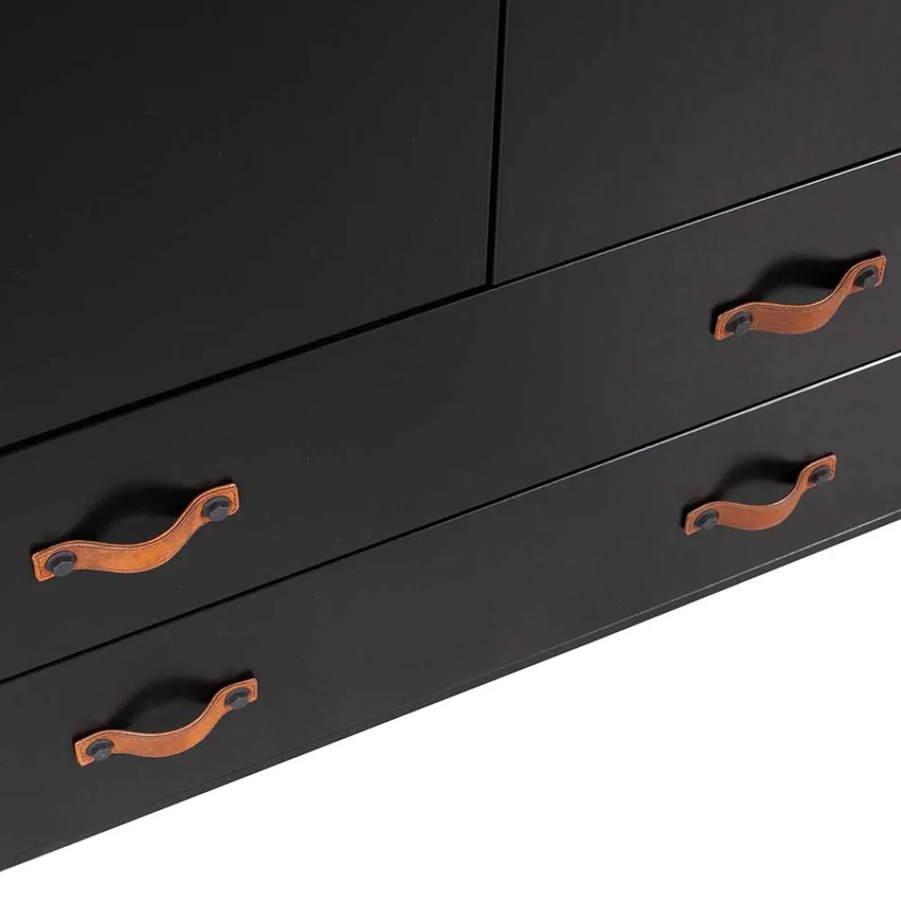 Wohnen Kleiderschränke|Schränke<Teilmassiver 94x180x40 Kiefernholz Kleiderschrank in Schwarz - Ilvessino