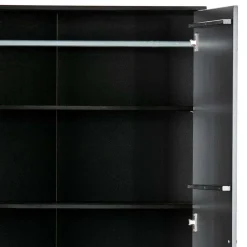 Wohnen Kleiderschränke|Schränke<Teilmassiver 94x180x40 Kiefernholz Kleiderschrank in Schwarz - Ilvessino