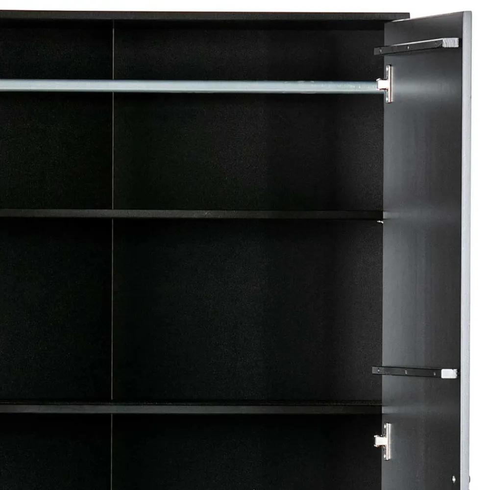 Wohnen Kleiderschränke|Schränke<Teilmassiver 94x180x40 Kiefernholz Kleiderschrank in Schwarz - Ilvessino