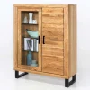 Wohnen Highboards|Vitrinen<Teilmassives Highboard einseitig Glas - Arello