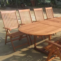 Wohnen Sitzgruppe<Terrassen Essgruppe Osilla mit Ausziehtisch (neunteilig)