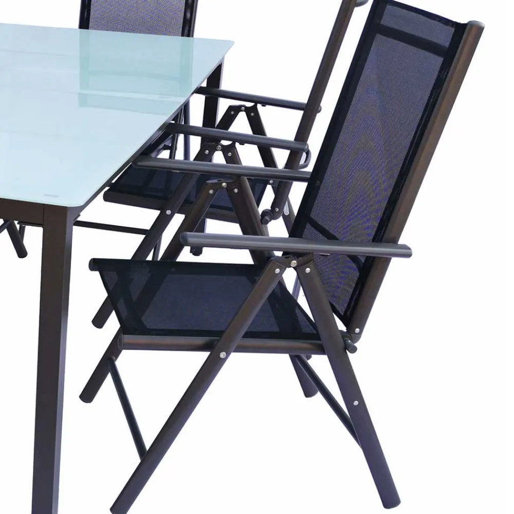 Wohnen Sitzgruppe<Tisch mit Klappstühlen für den Garten - Anlina (siebenteilig)