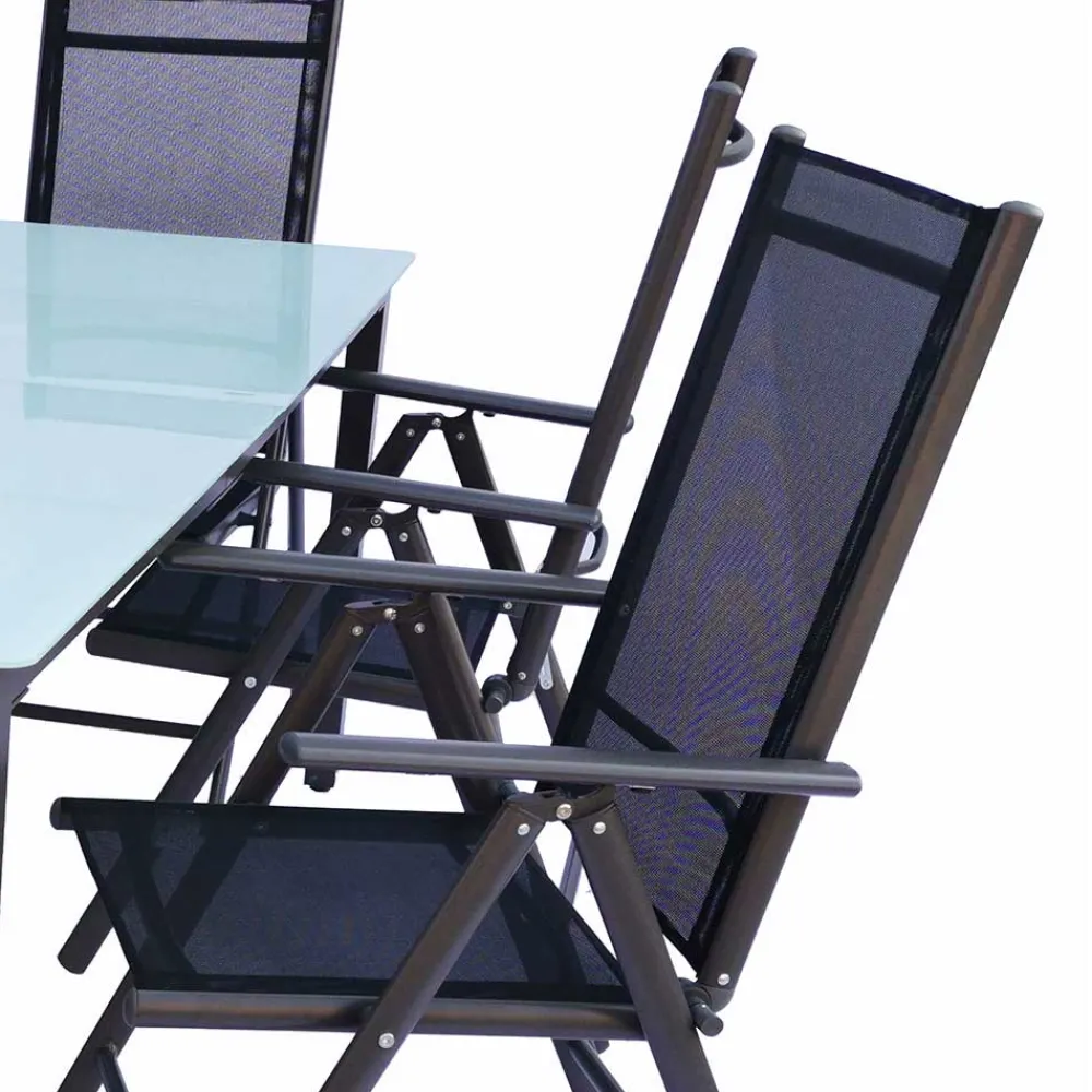Wohnen Sitzgruppe<Tisch mit Klappstühlen für den Garten - Anlina (siebenteilig)