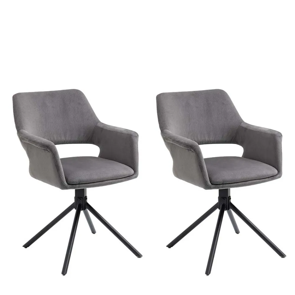 Wohnen Stühle<Tischsessel in Grau Cord - Marc (2er Set)