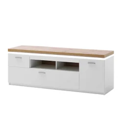 Wohnen Tv & Hifi-Möbel|Lowboards<Topp TV Element in Weiß & Wildeiche mit LED - Caldri