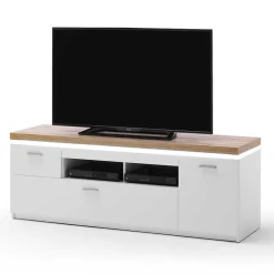 Wohnen Tv & Hifi-Möbel|Lowboards<Topp TV Element in Weiß & Wildeiche mit LED - Caldri