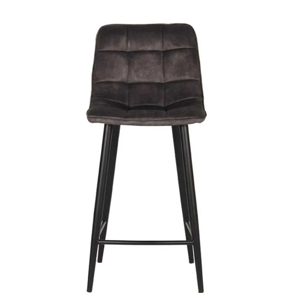 Wohnen Hocker|Stühle<Tresenstühle in Anthrazit Veloursbezug - Varagosta (2er Set)