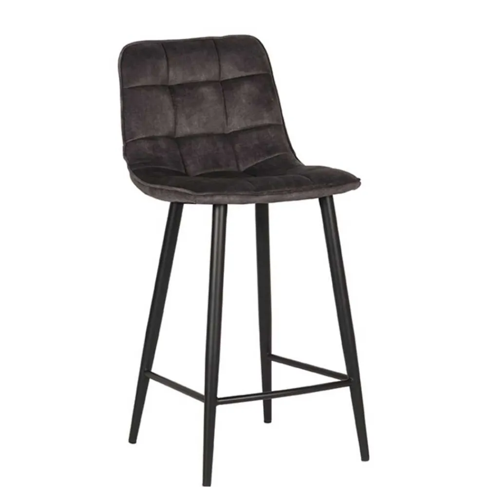 Wohnen Hocker|Stühle<Tresenstühle in Anthrazit Veloursbezug - Varagosta (2er Set)