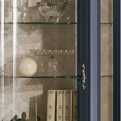 Wohnen Vitrinen<1-türige Barock Vitrine in Dunkelblau & Gold - Otaligo