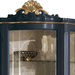 Wohnen Vitrinen<1-türige Barock Vitrine in Dunkelblau & Gold - Otaligo