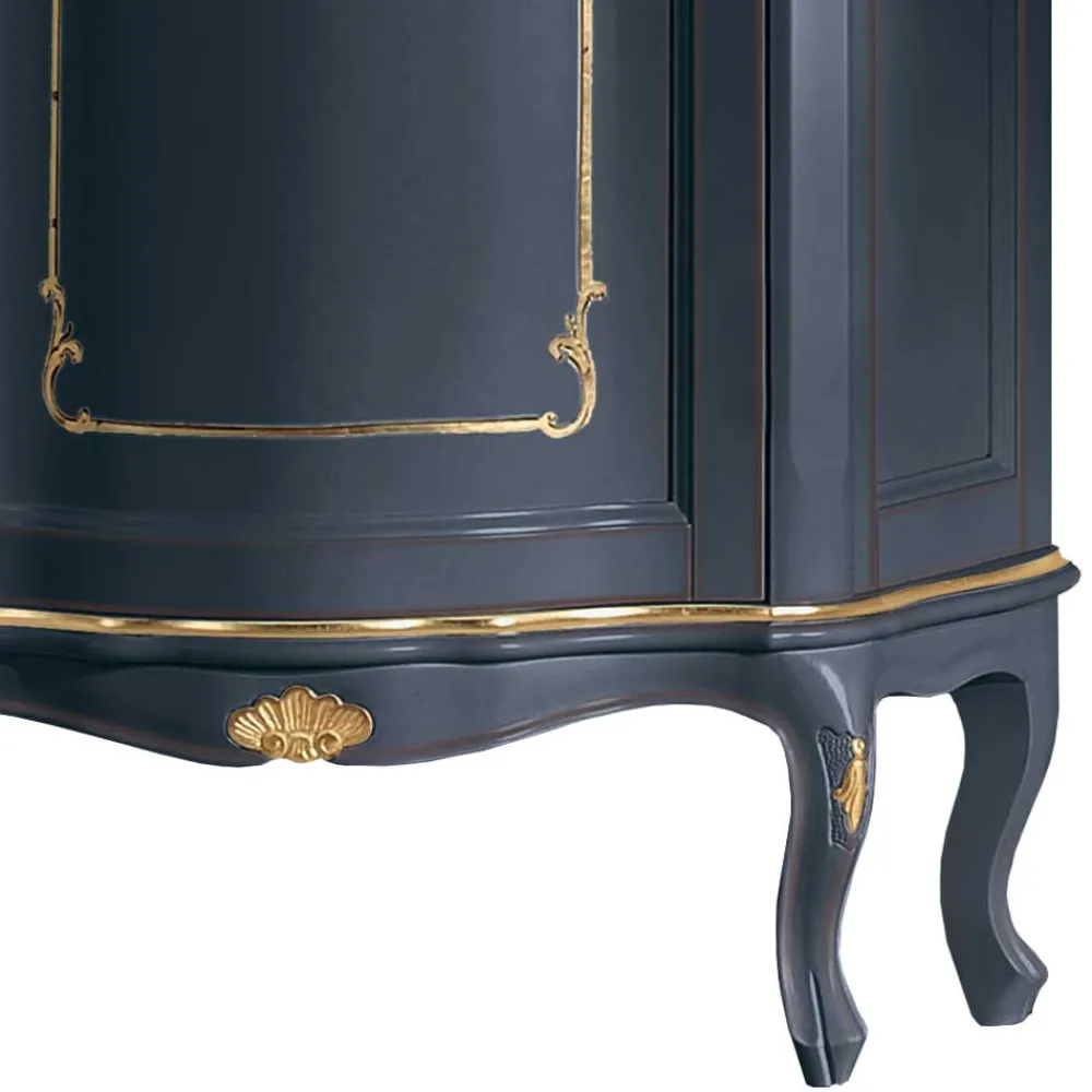 Wohnen Vitrinen<1-türige Barock Vitrine in Dunkelblau & Gold - Otaligo