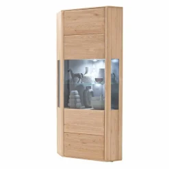 Wohnen Vitrinen<1-türige Eck-Vitrine in Eiche Bianco - Vernella