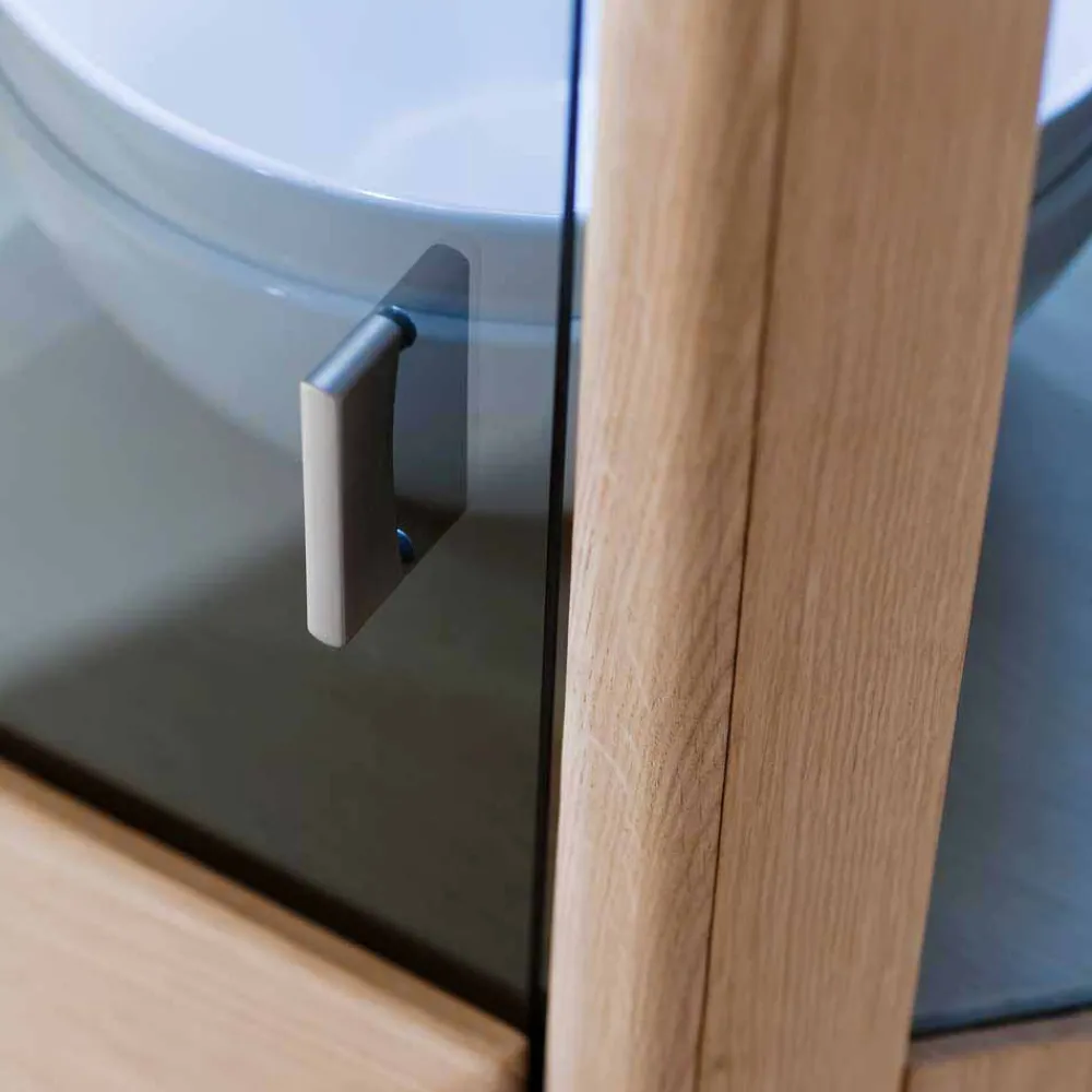 Wohnen Vitrinen<1-türige Eck-Vitrine in Eiche Bianco - Vernella