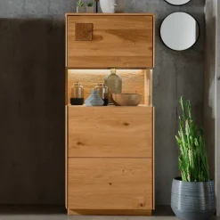 Wohnen Highboards|Vitrinen<1-türige Highboard Vitrine aus Wildeiche - Millena