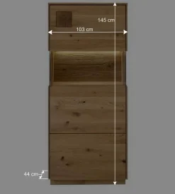 Wohnen Highboards|Vitrinen<1-türige Highboard Vitrine aus Wildeiche - Millena