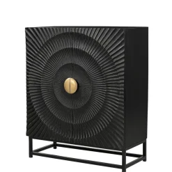 Wohnen Highboards|Kommoden<2-türige Kommode in Schwarz mit Gold - Oglio