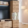 Wohnen Vitrinen|Schränke<1-türige Schrank Vitrine aus Massivholz - Crokas
