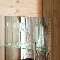 Wohnen Vitrinen|Schränke<1-türige Schrank Vitrine aus Massivholz - Crokas