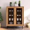 Wohnen Highboards<2-türige Vitrine aus geöltem Wildeiche Massivholz - Kerfa