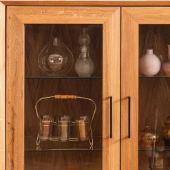 Wohnen Highboards<2-türige Vitrine aus geöltem Wildeiche Massivholz - Kerfa