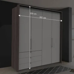 Wohnen Schränke<2-türiger Gleittürenschrank mit drei Schubladen - Tivierto