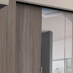 Wohnen Kleiderschränke<2-türiger Holz Look Kleiderschrank mit Spiegel - Crenba