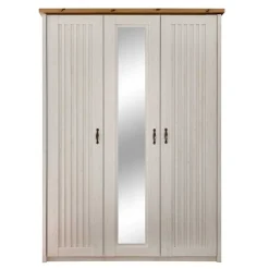 Wohnen Kleiderschränke<3-türiger Kleiderschrank in Weiß & Eiche Dekor - Malvissa
