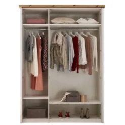 Wohnen Kleiderschränke<3-türiger Kleiderschrank in Weiß & Eiche Dekor - Malvissa