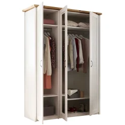 Wohnen Kleiderschränke<3-türiger Kleiderschrank in Weiß & Eiche Dekor - Malvissa