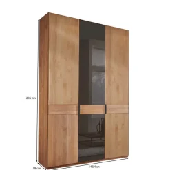 Wohnen Kleiderschränke|Schränke<3-türiger Kleiderschrank in Erle teilmassiv - Hung