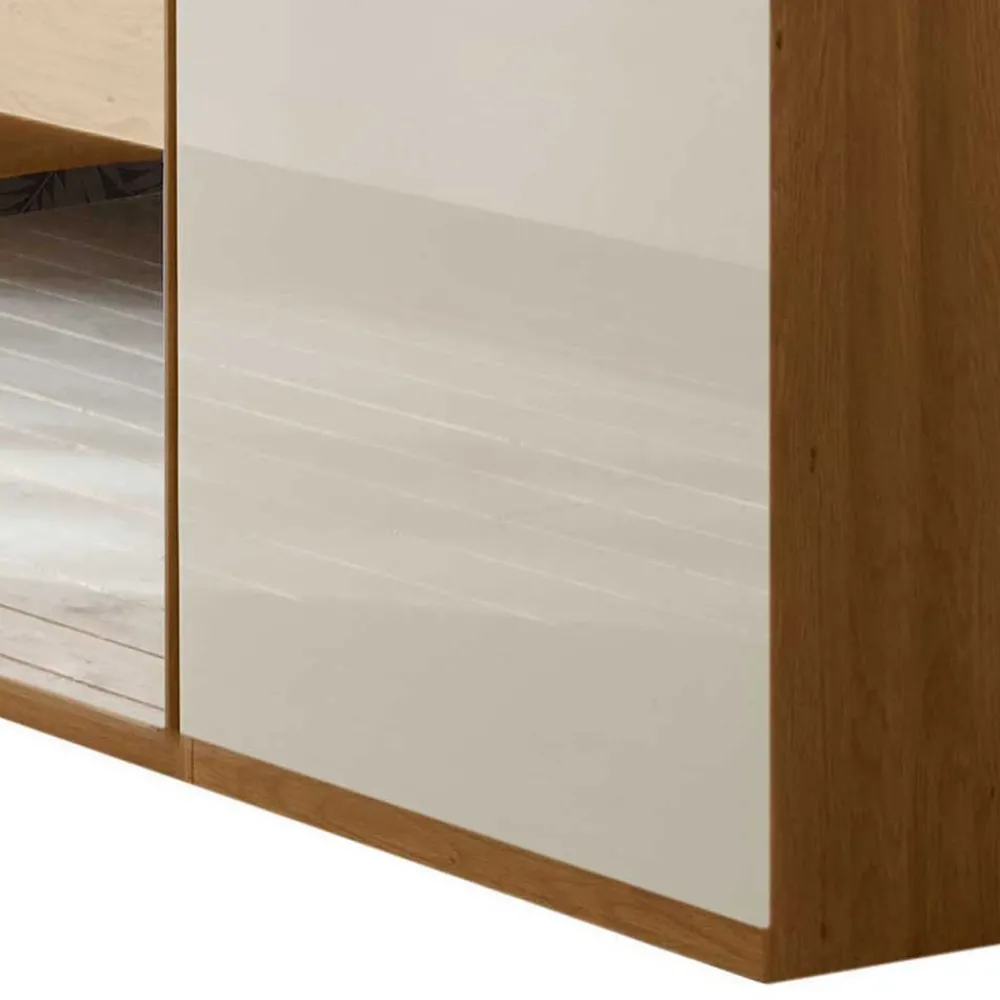 Wohnen Kleiderschränke|Schränke<3-türiger Kleiderschrank in Eiche & Beige - Emdsiva