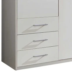 Wohnen Kleiderschränke<6-türiger Kleiderschrank in Weiß mit Spiegel - Furcia