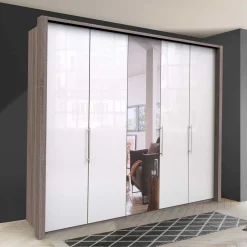 Wohnen Kleiderschränke<3-türiger Kleiderschrank mit Spiegel & Weißglas - Empresian