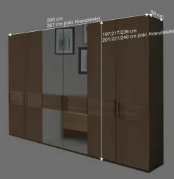 Wohnen Kleiderschränke<6-türiger Kleiderschrank mit 2 Spiegeln - Emdsiva III