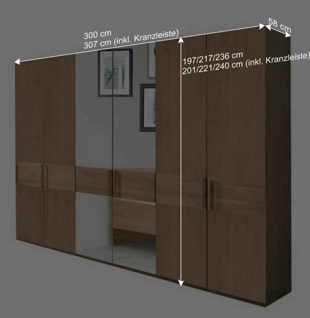 Wohnen Kleiderschränke<6-türiger Kleiderschrank mit 2 Spiegeln - Emdsiva III