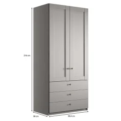 Wohnen Kleiderschränke<2-türiger Kombi-Kleiderschrank mit 3 Schubladen - Ridonna