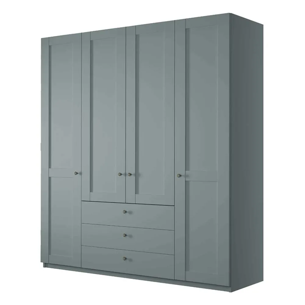 Wohnen Kleiderschränke<4-türiger Kombi-Kleiderschrank in Graugrün - Rajavo