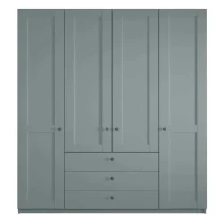 Wohnen Kleiderschränke<4-türiger Kombi-Kleiderschrank in Graugrün - Rajavo