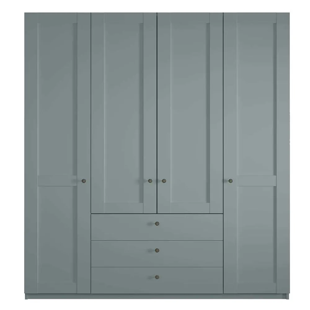 Wohnen Kleiderschränke<4-türiger Kombi-Kleiderschrank in Graugrün - Rajavo