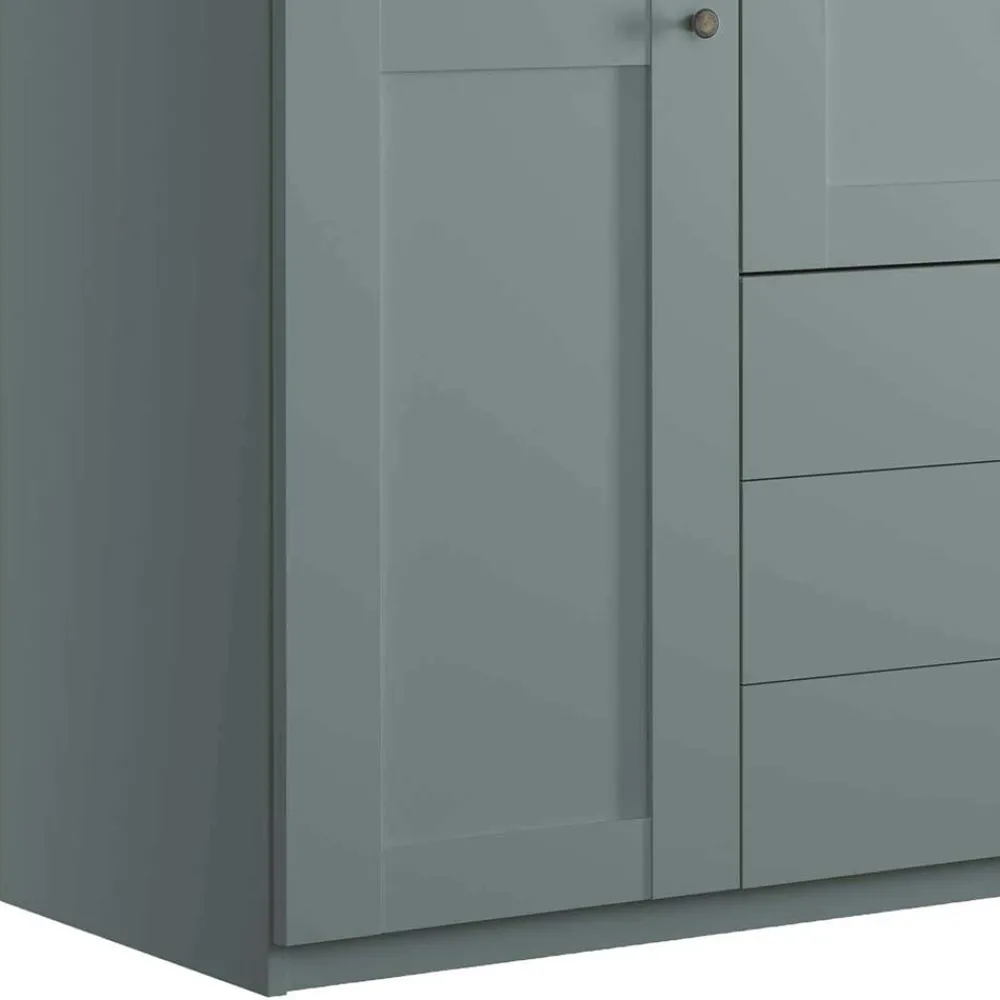 Wohnen Kleiderschränke<4-türiger Kombi-Kleiderschrank in Graugrün - Rajavo
