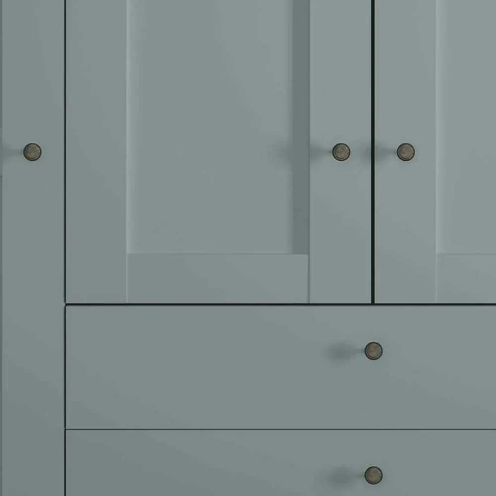 Wohnen Kleiderschränke<4-türiger Kombi-Kleiderschrank in Graugrün - Rajavo